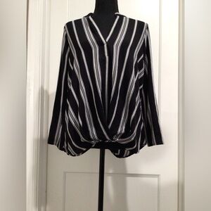 Long sleeve black and white stripped shirt